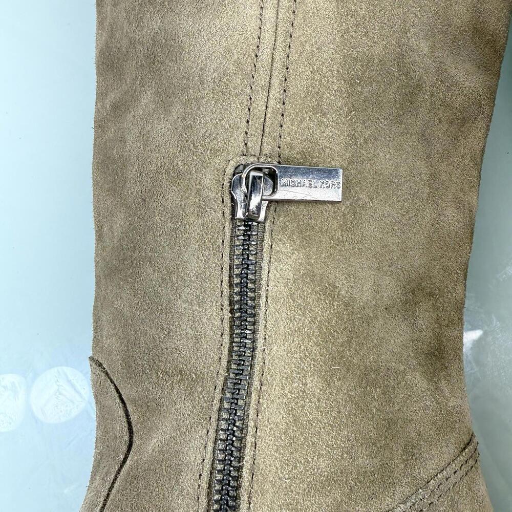 Michael Kors Burke Knee High Suede Boots Sz 7.5 Equestrian Chic Block Heel - Picture 8 of 9